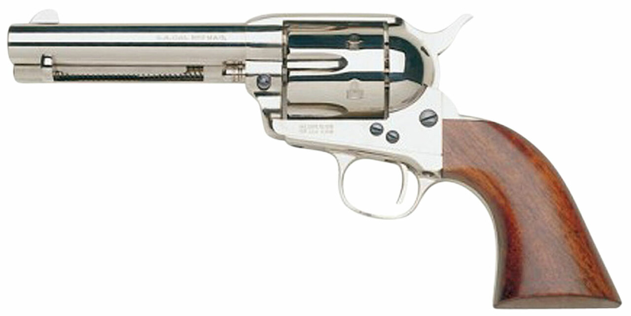 Taylors and Company 1873 Cattleman .357 Mag, 4.75″ Barrel, Nickel, Walnut, 6rd