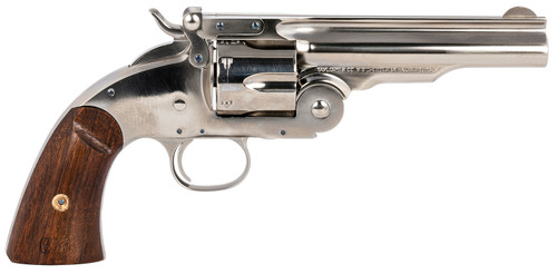 Taylors & Company Schofield Top Break 45 Colt, 5″ Barrel, Nickel Frame, Walnut Grip, 6rd