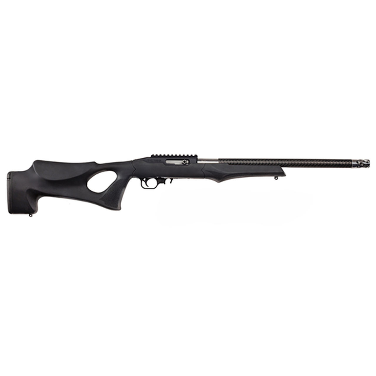 Thompson Center TCR22 22 LR, 17″ Threaded Carbon Fiber Barrel, Black, Hogue Overmolded Stock, 10Rd