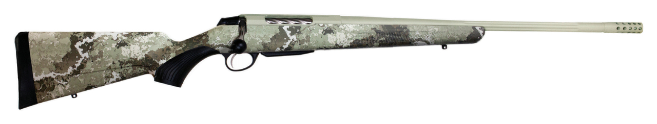 Tikka T3x Lite 7mm Rem Mag, 24″ Fluted Barrel, Muzzle Brake, Threaded, Veil Alpine Camo, Cerakote, Green, 3rd