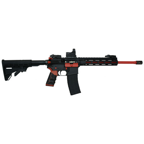 Tippmann M4-22 Redline 22 LR, 16″ Barrel, Black, Red Accents, Hawke Reflex Sight, Composite M-Lok Handguard, 25rd