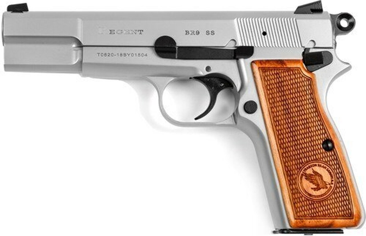 Tisas Regent BR9-S 9mm 4.6″ Barrel Stainless Steel Finsh Hi-Power Clone 13rd Mag