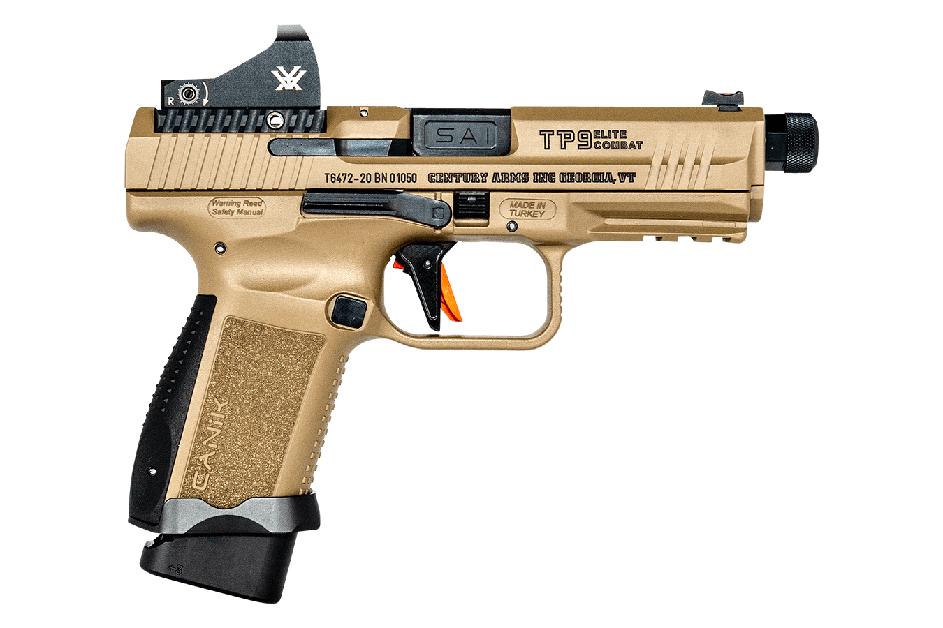 TP9 Elite Combat FDE 9mm Pistol with Vortex Viper 6 MOA Red Dot Sight