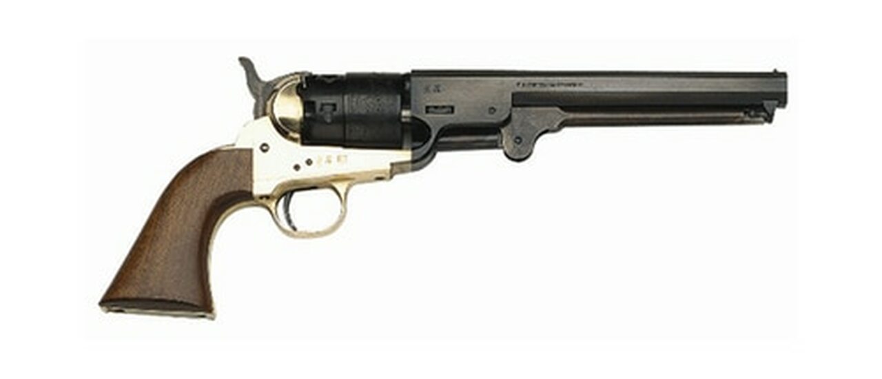 Traditions 1851 Navy Revolver 44BP 7.38″ Hammer/Blade Walnut Grip Blue