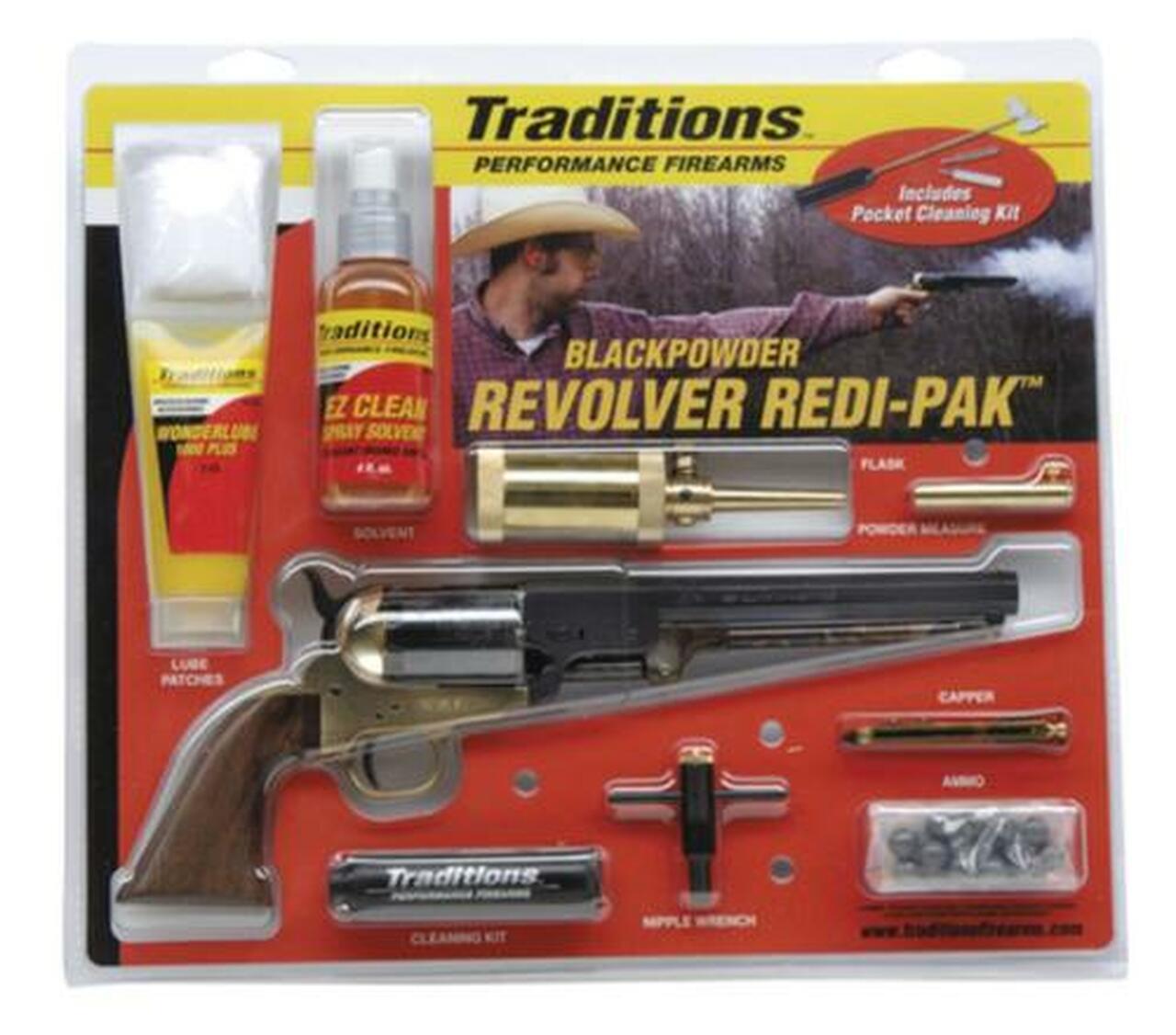 Traditions 1851 Navy Revolver 44BP 7.38″ Hammer/Blade Walnut Grip Blue
