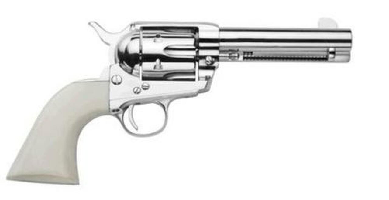 Traditions 1873 Single Action Revolver, .357 Mag/.38 Special, 4.75″, Nickel/White Grips