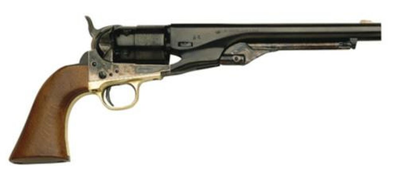 Traditions Black Powder 1860 Colt Army Revolver .44 Caliber Steel Frame Brass Guard 8″rd Barrel Blue Finish Walnut Grip