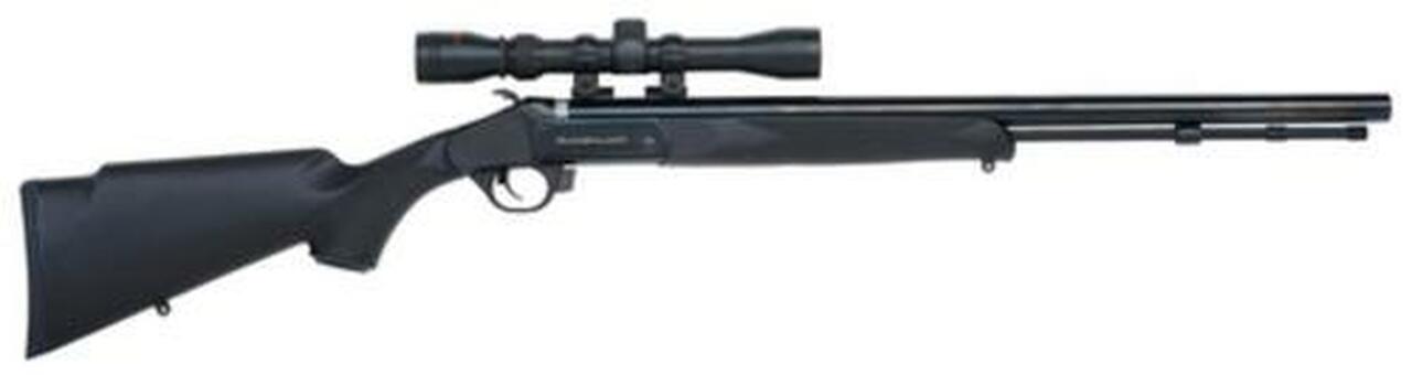 Traditions Black Powder Buckstalker Accelerator Break-Open Muzzleloader .50 Caliber 24″ Barrel Blue Finish 3-9x40mm Duplex Scope Black Stock