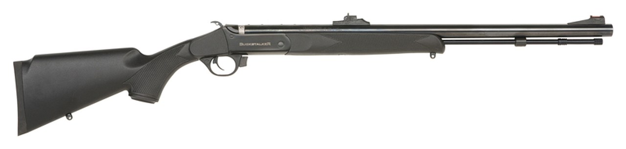 Traditions Black Powder Buckstalker Accelerator Compact .50 Caliber, 24″ Barrel, Blued, 13″ Length of Pull, Black Stock