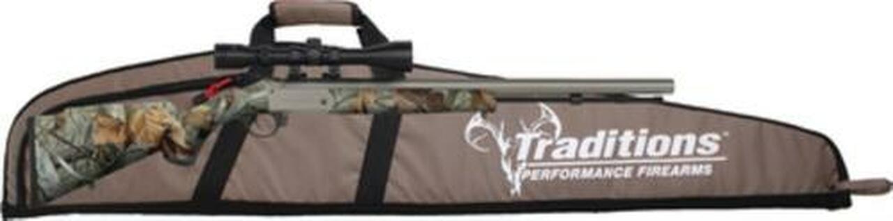 Traditions Black Powder Buckstalker Scoped Gun/Case Package .50 Caliber 24″ Barrel CeraKote Finish 3-9x40mm Duplex Scope G-2 Vista Synthetic Stock