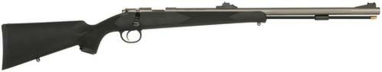 Traditions Black Powder Evolution .50 Caliber 24″ Fluted Barrel Premium CeraKote Finish Fiber Optic Sights Three Ignitions Black Synthetic Stock