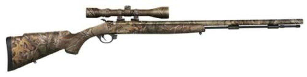 Traditions Black Powder Pursuit G4 Ultralight .50 Caliber 26″ Tapered Fluted Barrel 3-9x40mm Rangefinding Realtree Xtra Scope Soft Touch Stock Full Realtree Xtra Camo Coverage