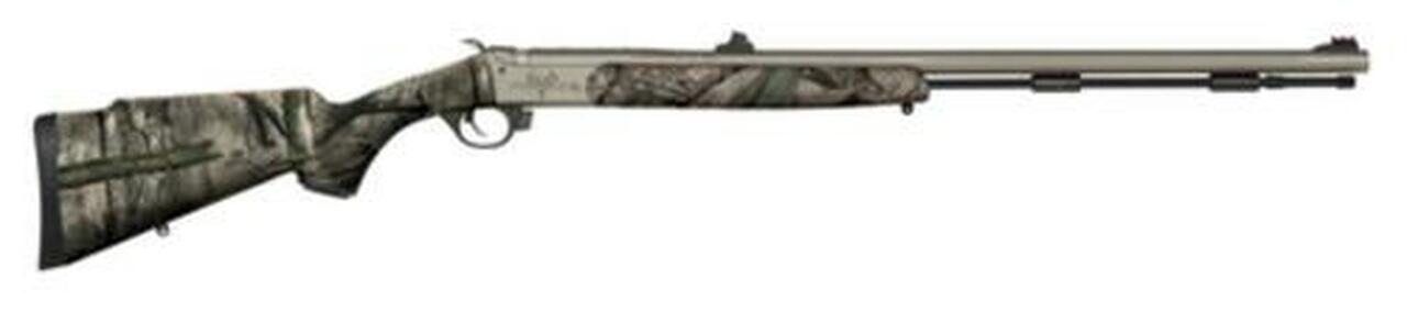 Traditions Black Powder Pursuit G4 Ultralight .50 Caliber 26″ Tapered Fluted Barrel CeraKote Finish Williams Metal Fiber Optic Sights Mossy Oak New Treestand Soft Touch Stock