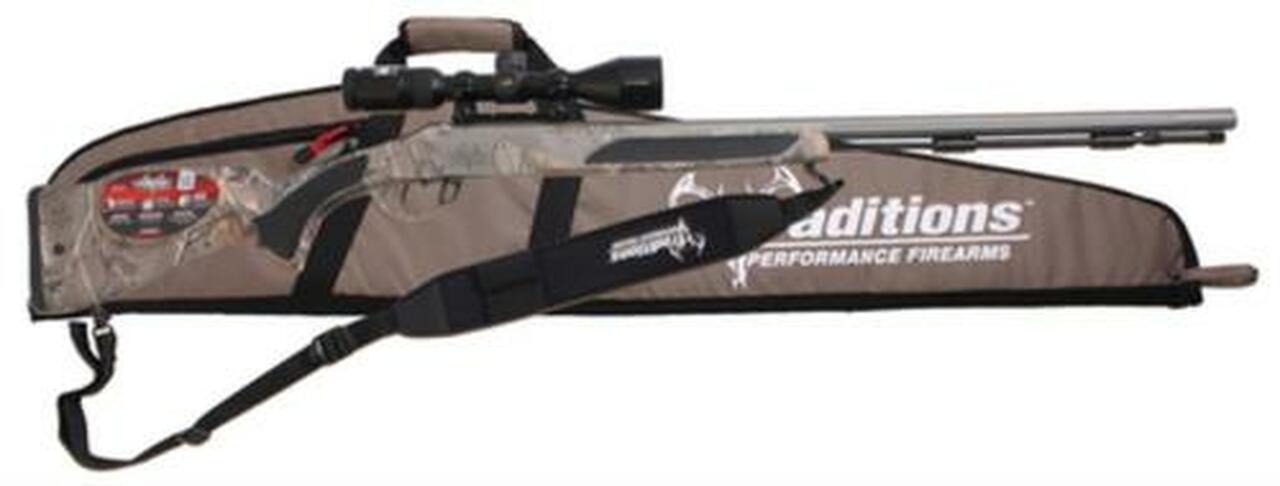 Traditions Black Powder Vortek StrikerFire Crush Package .50 Caliber 28″ Barrel 3-9x40mm Scope Hogue Stock Realtree Xtra Camo