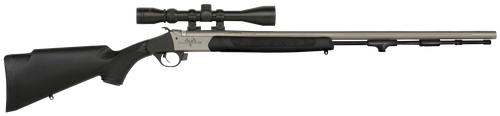 Traditions Pursuit XT 45 Caliber, Stainless Silver Barrel/Rec, Black, Includes 3-9x40mm Scope, 1rd