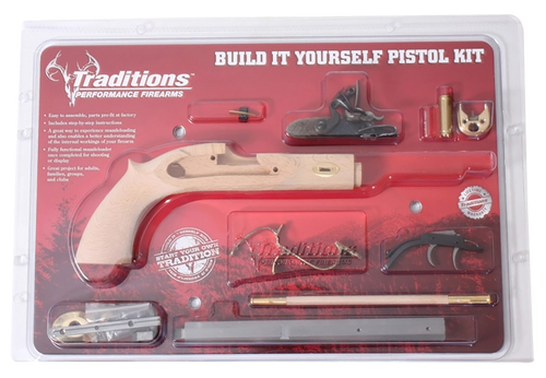 Traditions Trapper Pistol Kit 50 Caliber, Disassembled, Wood Frame/Grip