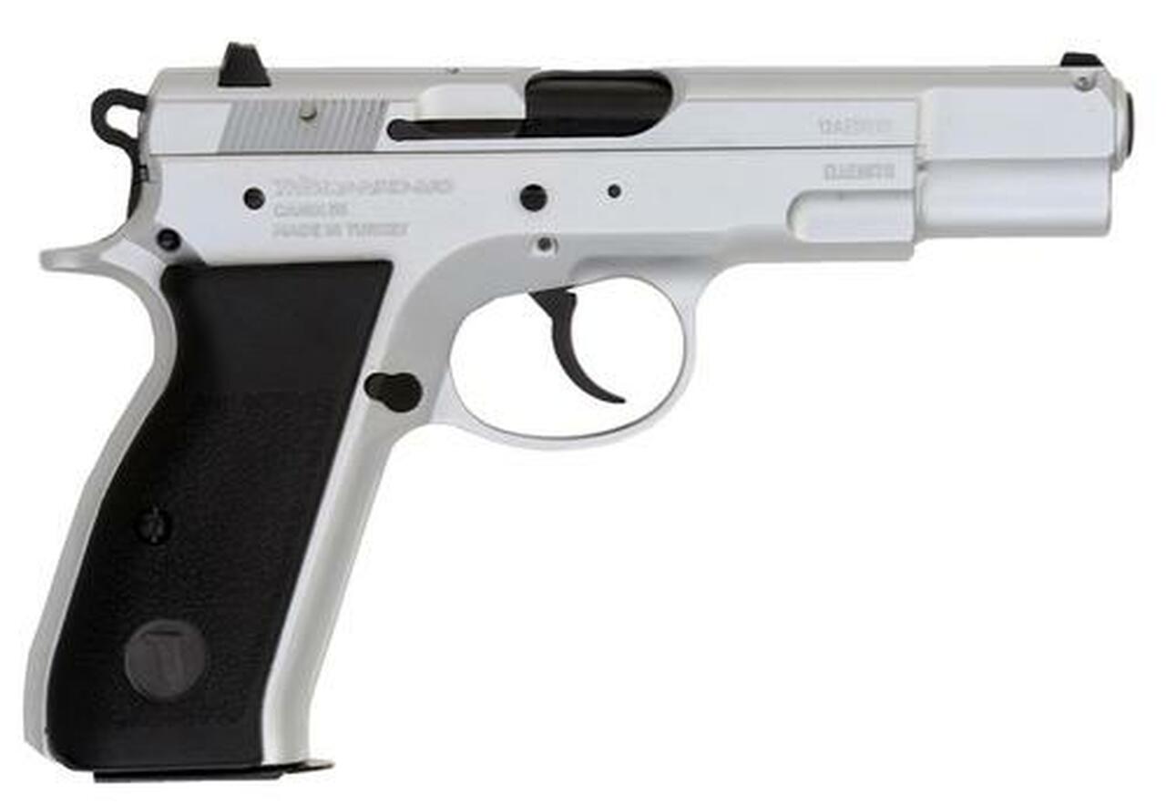 TriStar S-120 Pistol 9mm 4.7″ Barrel, Black Checkered Grips Chrome, 17rd