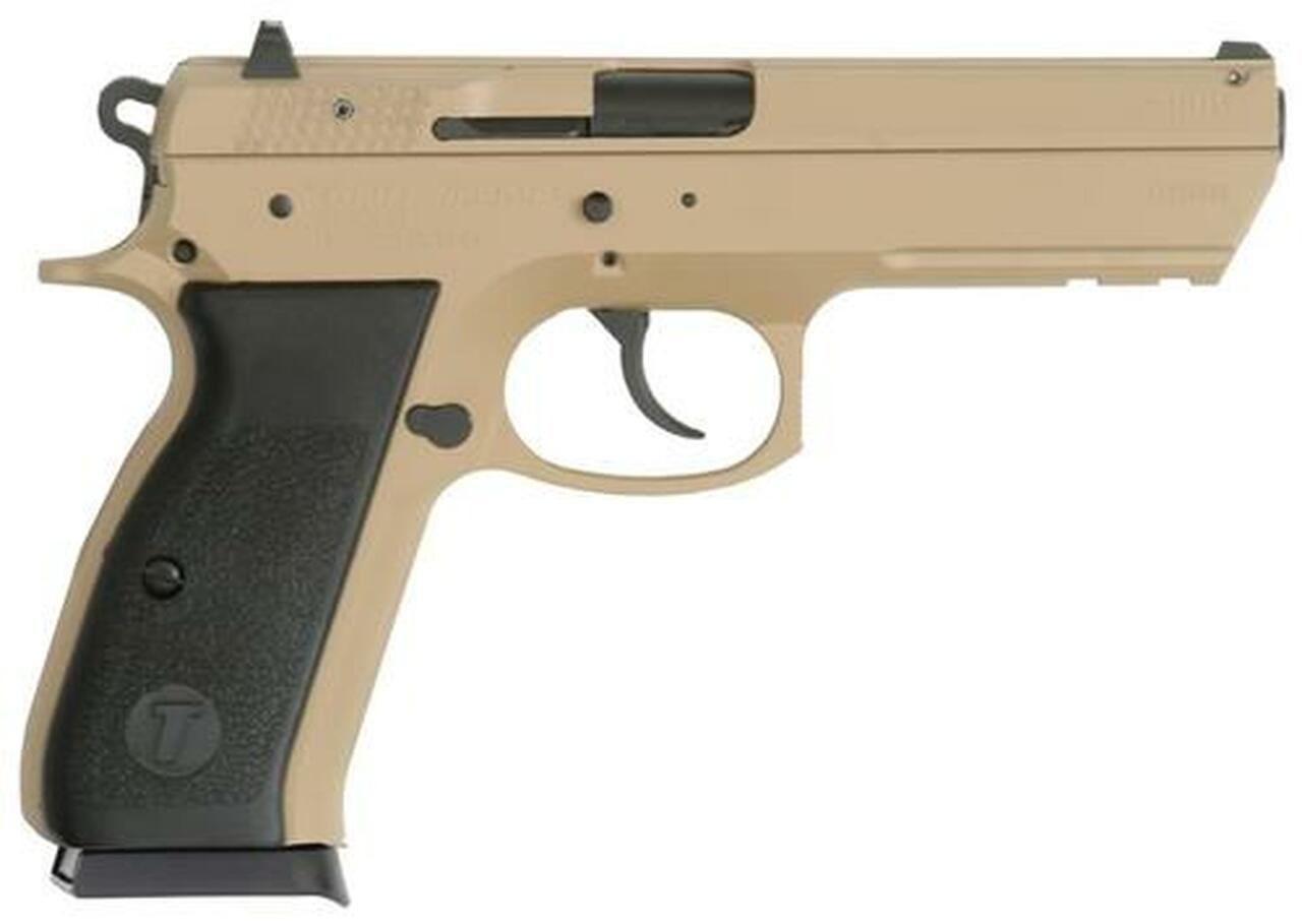 TriStar T-120 Pistols 9mm 4.7″ Barrel, Black Polymer Grips Desert Sand Cerakote, 17rd