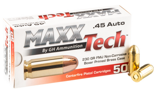 TulAmmo MaxxTech 45 ACP, 230gr, Full Metal Jacket, 50rd Box