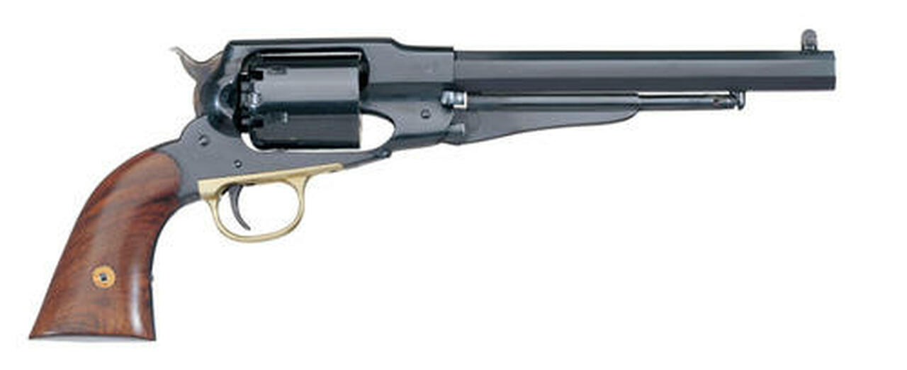 Uberti 1858 New Army Revolver .44 Black Powder 8″ Barrel Blue Steel Frame & B/S, Brass Trigger Guard