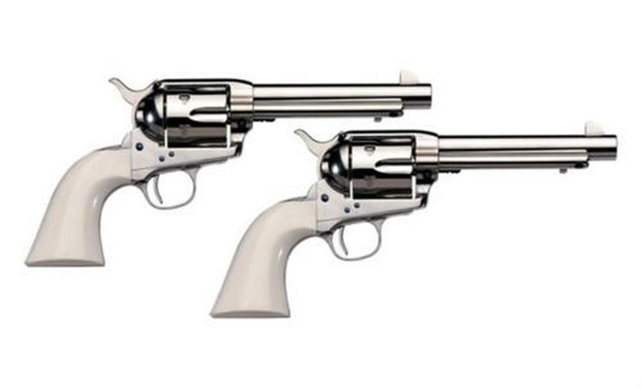 Uberti 1873 Cattleman Cody NM, .45 Colt, 5.5″, Nickel/Ivory Grip, Matching Set (1 of 2 Pistols) – Sold with 037084980409