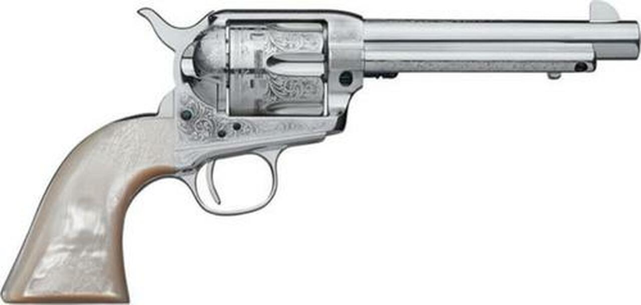 Uberti 1873 Cattleman NM Engraved, .45 Colt, 4.75″, Pearl Grip, Stainless Steel