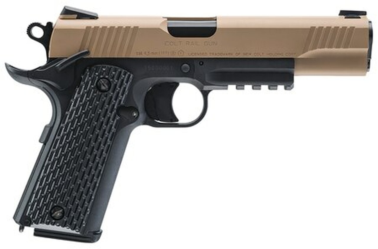 Umarex Colt M45 CQBP, .177 BB, 4.5″ Barrel, 19rd, Black/Tan