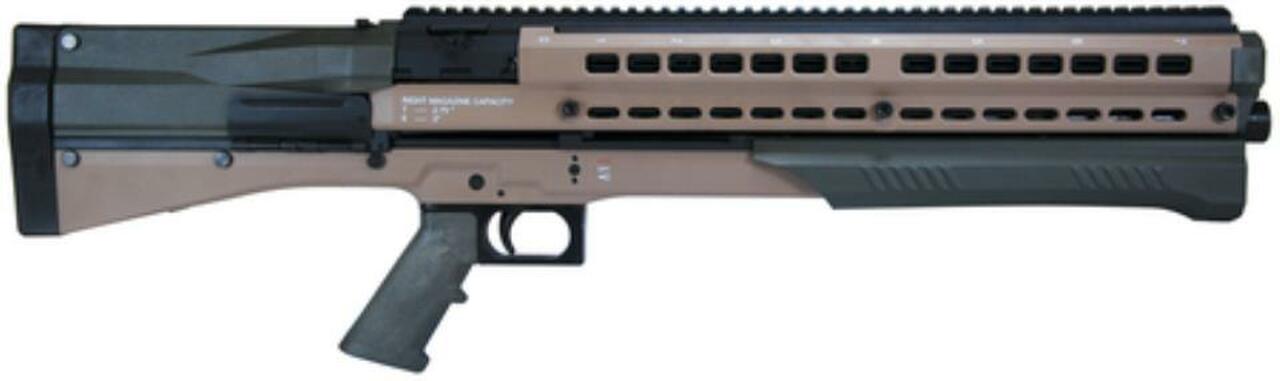 UTAS UTS-15 Dual Tube 12 Ga Pump Shotgun 3″ Chamber 18.5″ Barrel Tan/OD Green Finish Pistol Grip and Stock 14rd