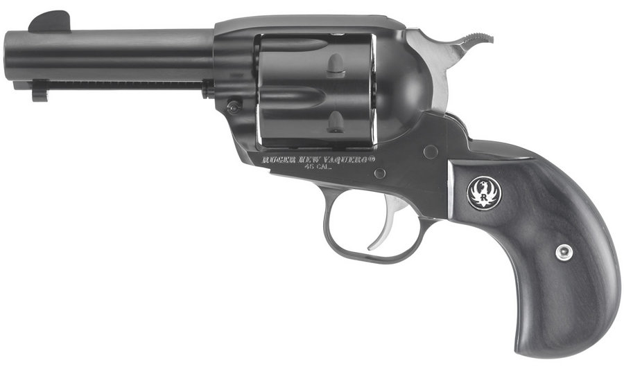 Vaquero Blued 45 Auto Single-Action Revolver with Birdshead Black Laminate Grips