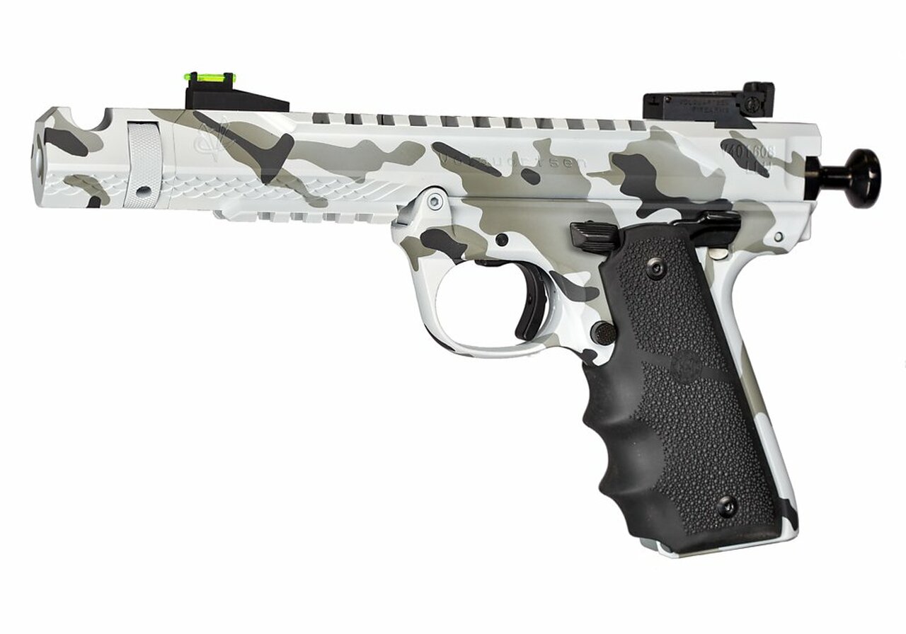 Volquartsen Black Mamba .22 LR, 4.5″ Barrel, Hi-Viz Front & Target Rear, Arctic Camo