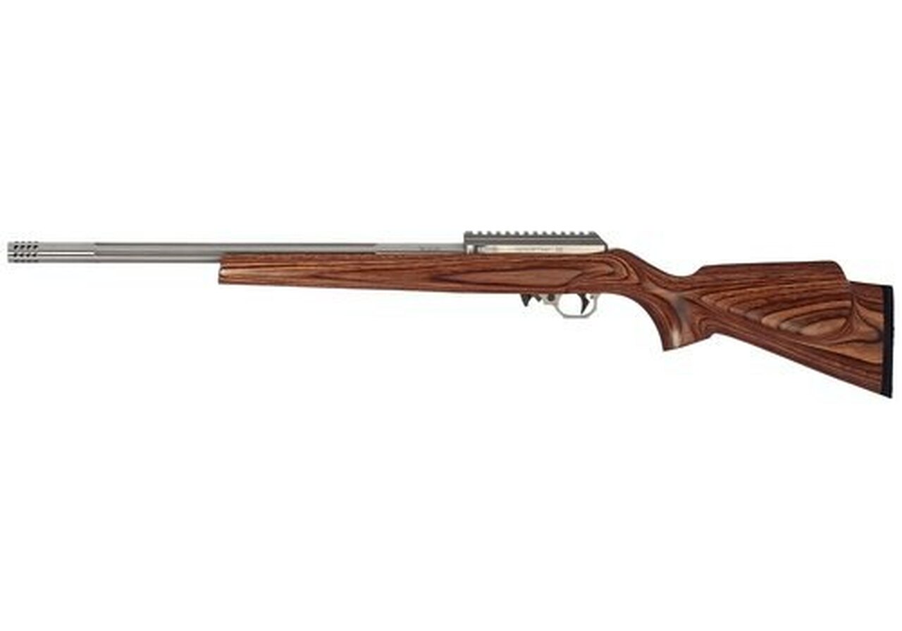 Volquartsen Deluxe .17 HMR, 20″ Threaded Barrel, Brown Laminated Sporter Stock, 8rd