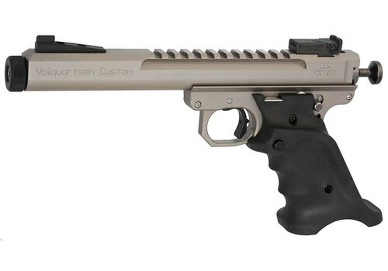 Volquartsen Scorpion .22 LR, 6″ Barrel, Target 22 Style Frame, Volthane Grips, Target Sights, Silver