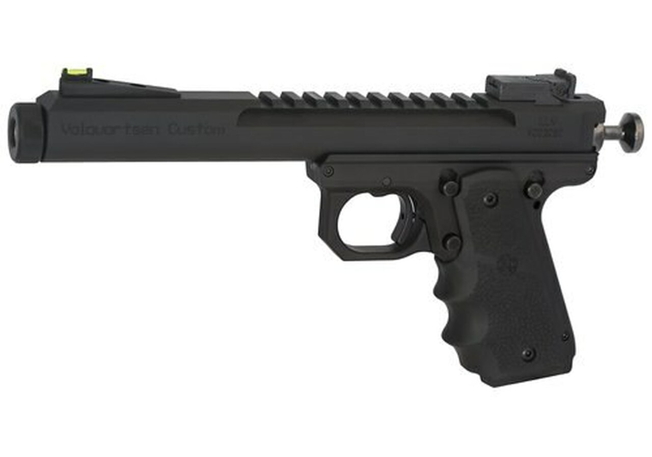 Volquartsen Scorpion Limited Model .22 LR, 6″ Barrel, 1911 Style Frame, Hi-Viz Front With Target Rear, Hogue Grips, Black