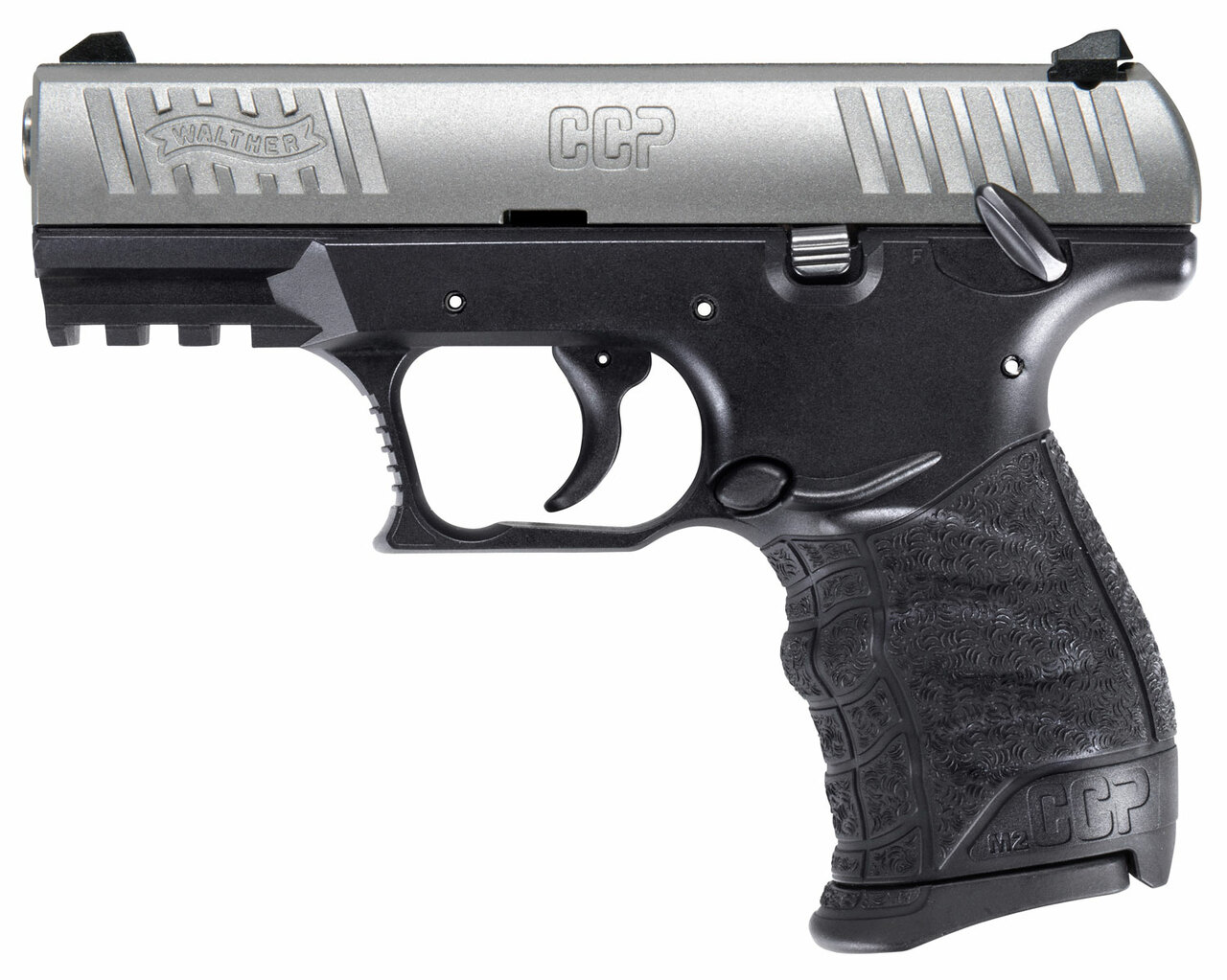Walther CCP M2 9mm, 3.54″ Barrel, 3-Dot Sights, Stainless/Black, 8rd