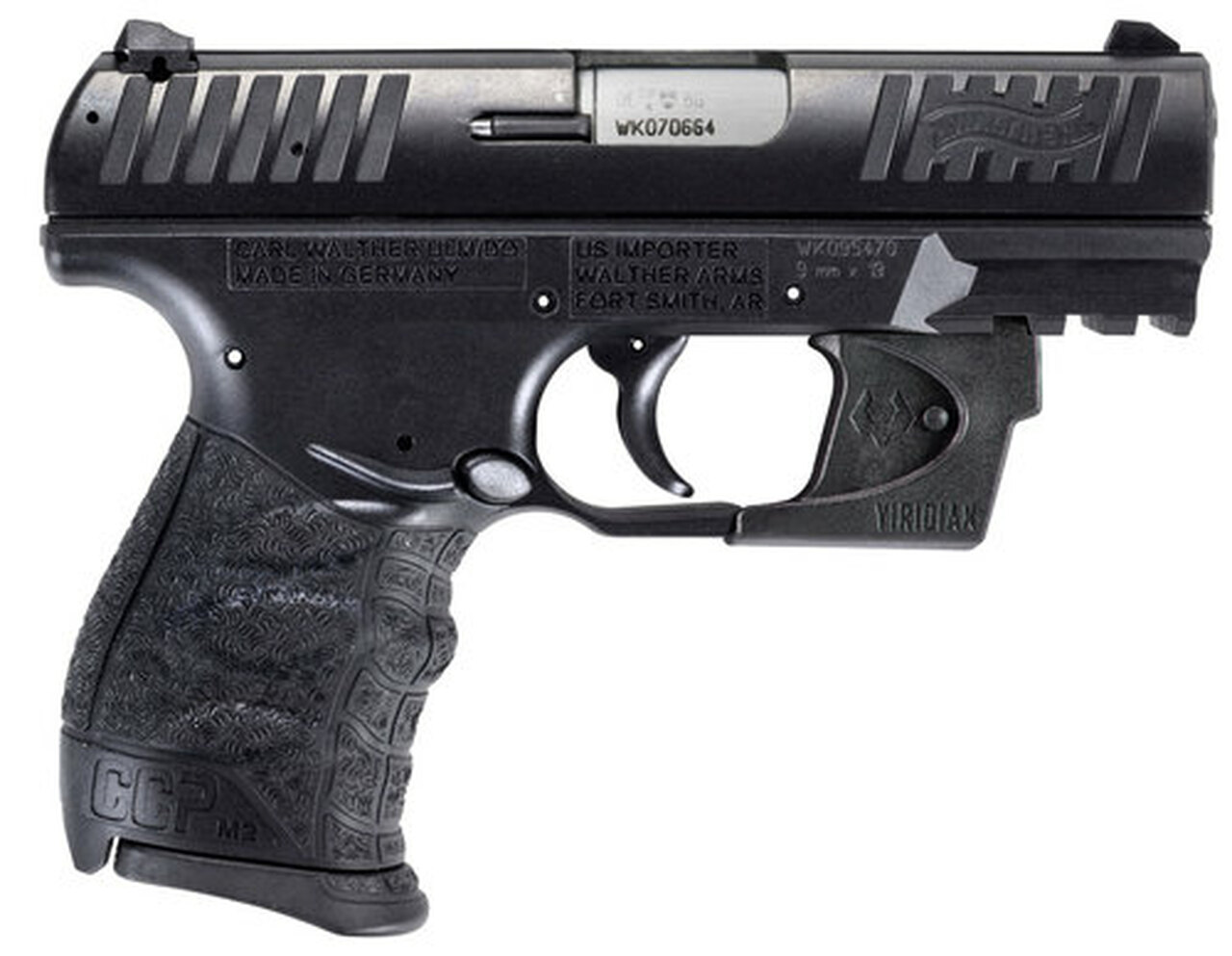 Walther CCP M2, 9mm, 3.54″ Barrel, 8rd, Black, Viridian Red Laser