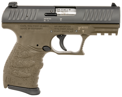 Walther CCP M2+ Compact 9mm, 3.54″ Barrel, Military Green Frame, Black Slide, 8rd