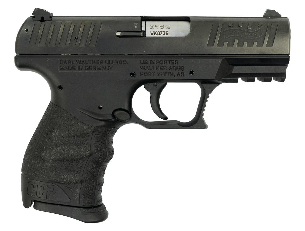 Walther CCP Used 9mm, 3.5″ Barrel, 3-Dot Adj. Sights, Black, 8rd