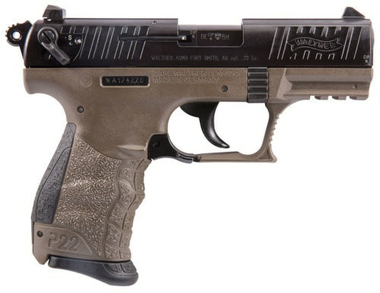 Walther P22, .22 LR, 3.42 Barrel”, 10rd, Flat Dark Earth, California Compliant