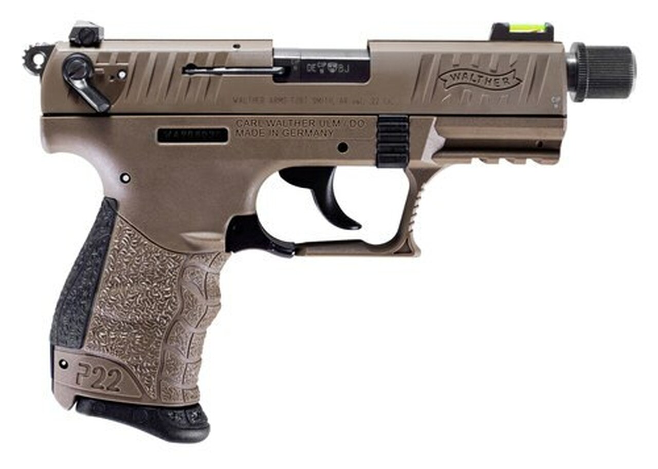 Walther P22 QD, .22 LR, 3.42″ Barrel, 10rd, Manual Safety, Flat Dark Earth