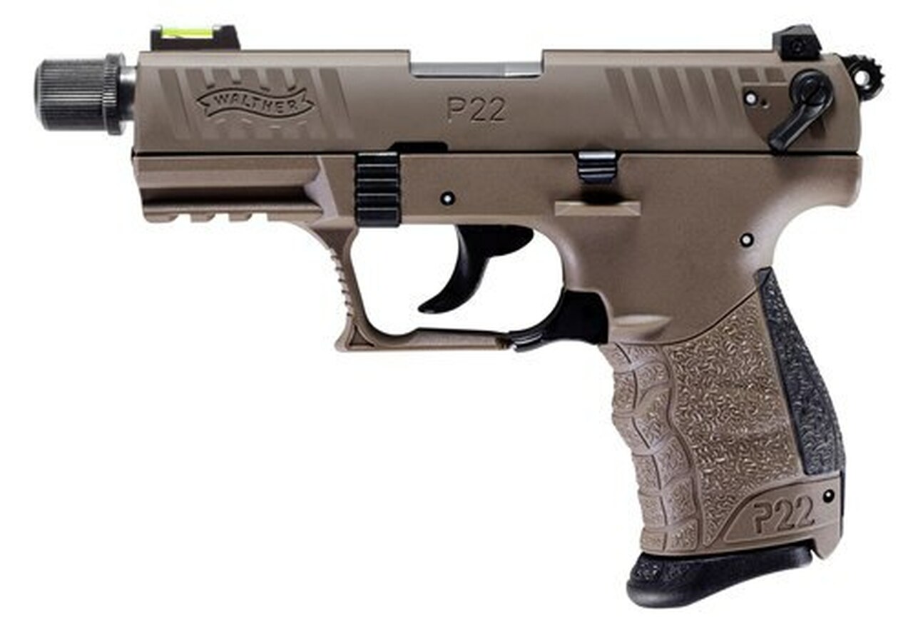 Walther P22 QD, .22 LR, 3.42″ Barrel, 10rd, Manual Safety, Flat Dark Earth