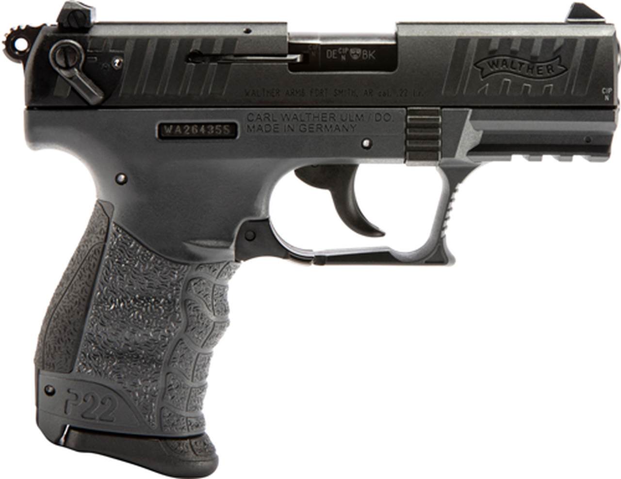Walther P22Q .22 LR, 3.4″ Barrel, 3 Dot Sights, Tungsten Gray, 10rd