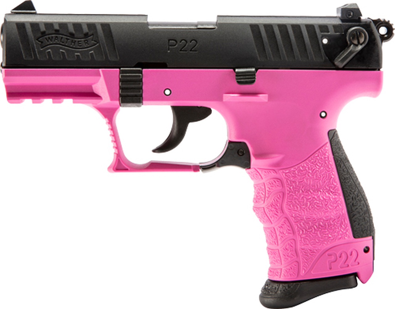 Walther, P22Q, Semi-automatic, Double Action, Compact, 22 LR, 3.4″ Barrel, Polymer Frame, Hot Pink Finish, 10Rd 2 Magazines, 3 Dot Polymer Sights
