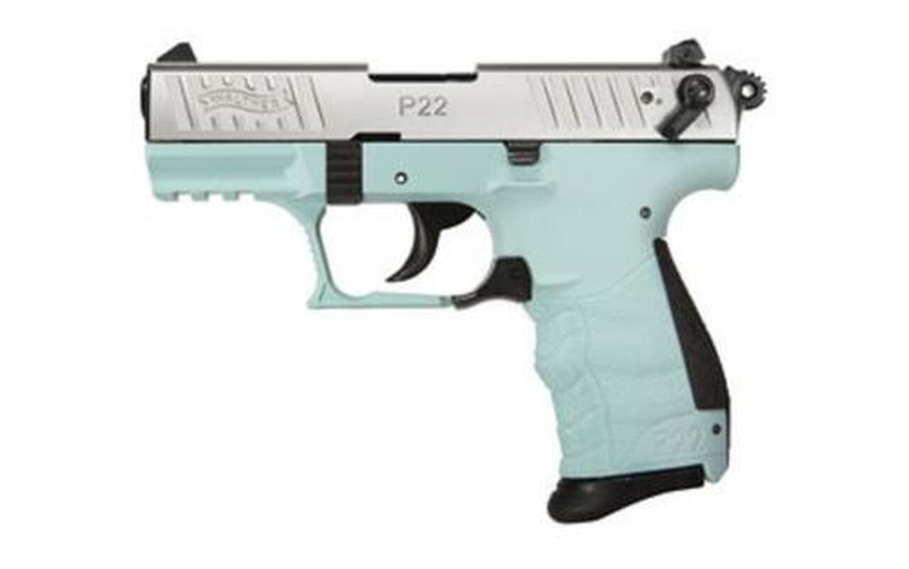 Walther P22QD .22LR 3.42″ Threaded Barrel Angel Blue Finish Picatinny Rail 10rd Mag