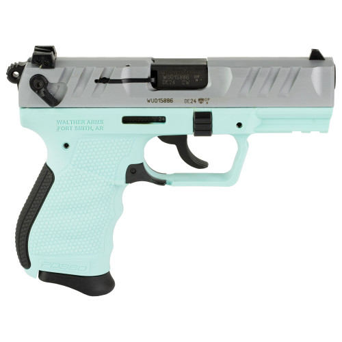 Walther PDP 380 ACP, 3.7″ Barrel, Angel Blue Frame, Nickel Slide, Manual Safety, 9rd