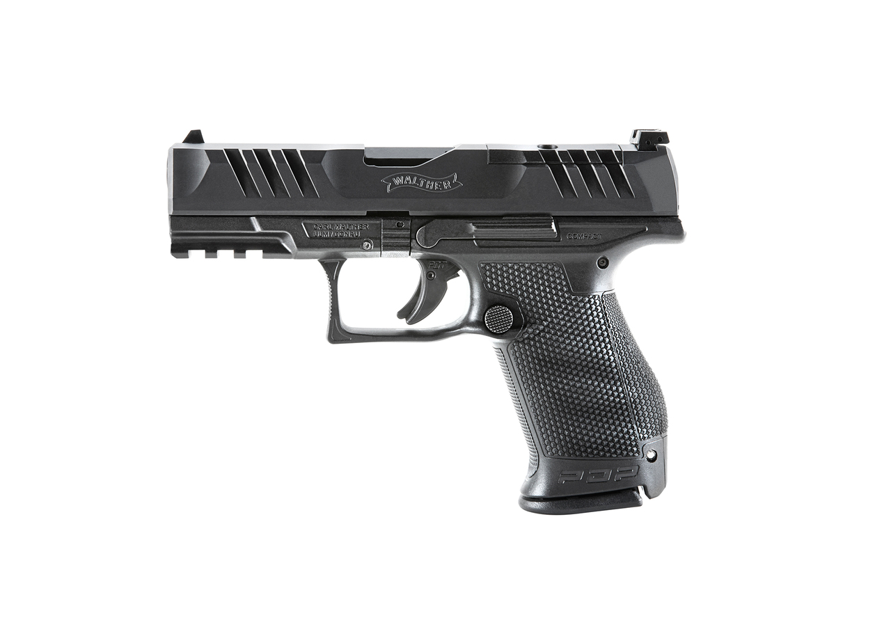 Walther, PDP, Optics Ready, Semi-automatic, Polymer Frame, Striker Fired, Compact Frame, 9mm, 4″ Barrel, Black, Adjustable Rear Sight, 15Rd