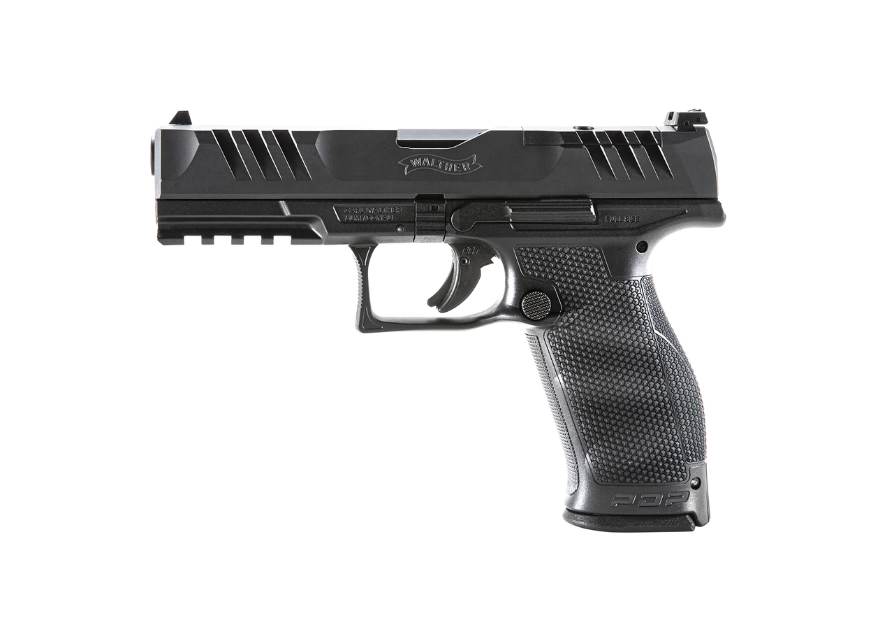 Walther, PDP, Optics Ready, Semi-automatic, Polymer Frame, Striker Fired, Full Size Frame, 9mm, 4.5″ Barrel, Adjustable Rear Sight, Black, 18Rd