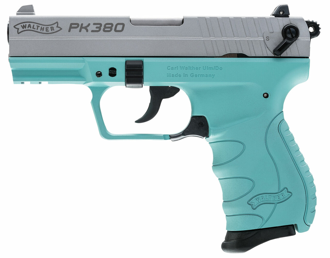 Walther PK380 .380 ACP 3.6″ Barrel, 3-Dot, Stainless, Angel Blue, 8rd