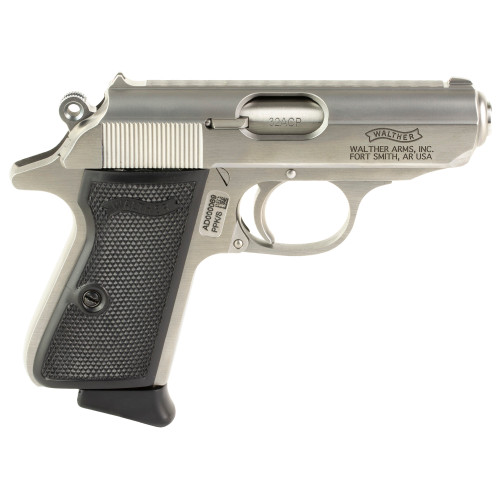 Walther PPK/S 32 ACP, 3.3″ Barrel, Stainless Steel, Black Grip, 7rd