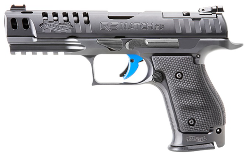 Walther Q5 Match Pro 9mm, 5″ Barrel, Black, Blue Trigger, 10rd