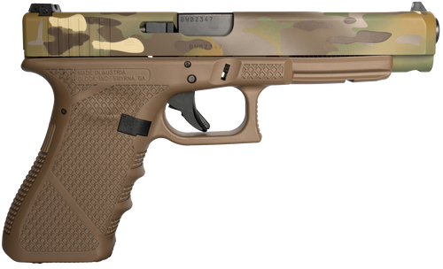 Weapon Works Glock 34 Gen 3 9mm, 5.31″ Barrel, MC Mesh Stippling, Flat Dark Earth Frame, 17rd